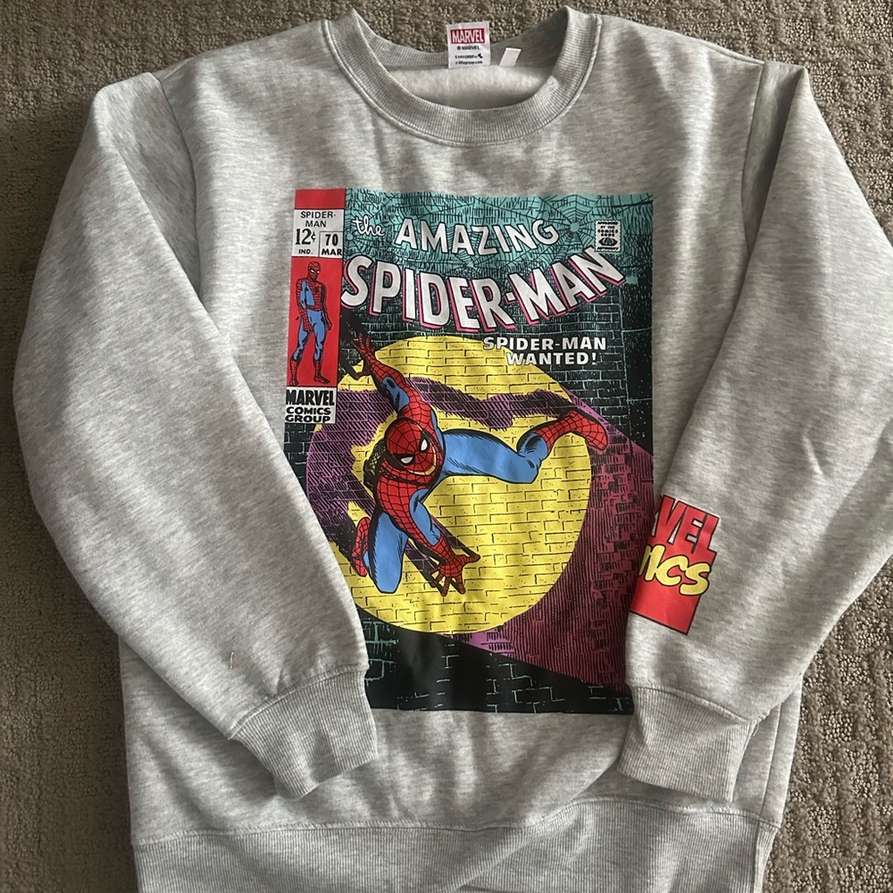Marvel Gray Spider-Man Comic Sweatshirt